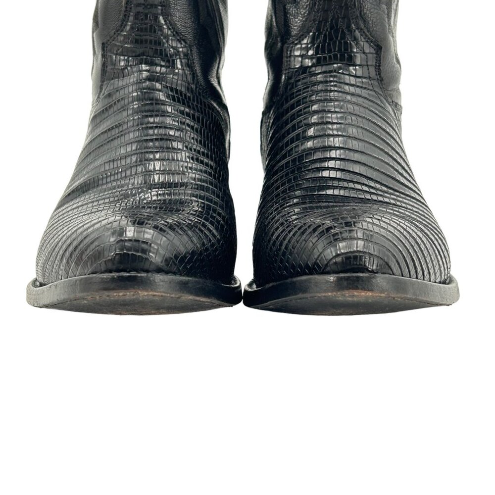 Vintage El Dorado Exotic Black Teju Lizard Cowboy Boots Mens size 9 Western 9550 - Picture 13 of 16
